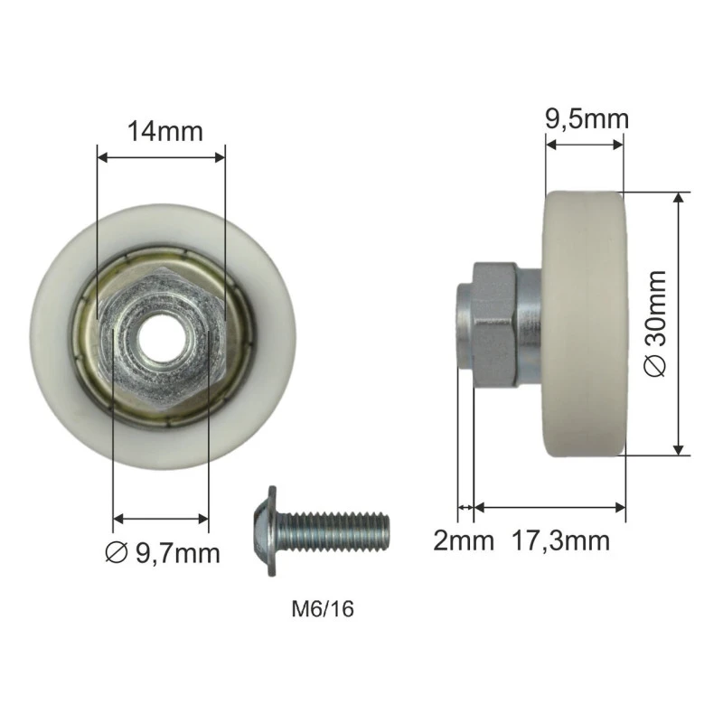 ložisko střechy + šroub (1018913) TSE, Schmitz 1026011