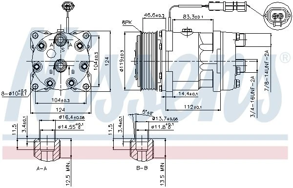 kompresor klimatizace DAF, MAN TGL,TGM - s vnějšími závity 89459