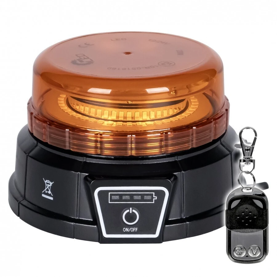 maják oranžový LED, 12/24V,  magnet, s dálkovým ovládáním ALR0058-WL-RC