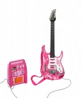 ISO Dětská rocková elektrická kytara na baterie + zesilovač a mikrofon růžová