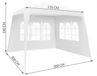 Malatec 1651 Záhradný párty stan 3 x 3 m + 2 bočné steny biely