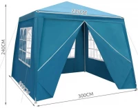 Malatec 1659 Zahradní párty stan 3 x 3 m + 4 boční stěny zelený