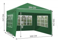 Malatec 5506 Záhradný párty stan 3 x 3 m + 3 bočné steny zelený