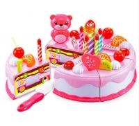 DIY KX7595 Dětský plastový narozeninový dort růžový 38 dílů