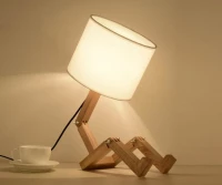 KIK KX7658 Stolní lampa s dřevěnou základnou
