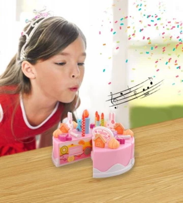 DIY 4504 Dětský plastový narozeninový dort růžový 75 dílů