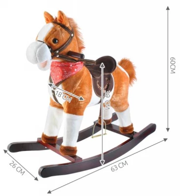 ISO 6027 Houpací kůň se zvuky - světle hnědý 65 cm