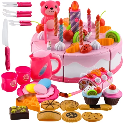 ISO 7466 Detský plastový narodeninový tort ružový 80 dielov