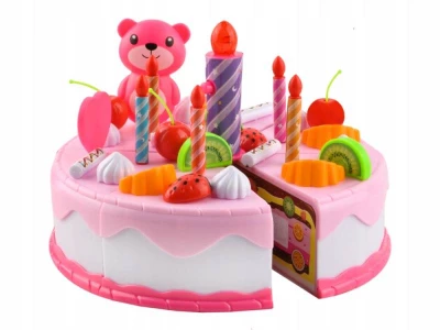 ISO 7466 Detský plastový narodeninový tort ružový 80 dielov