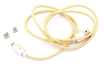 APT AK239B Magnetický USB kabel 3v1 zlatá