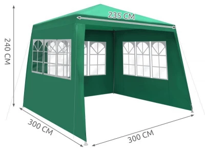Malatec 1656 Zahradní párty stan 3 x 3 m + 3 boční stěny zelený