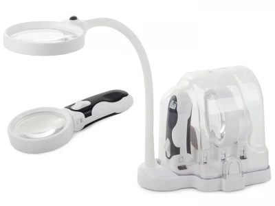 Verk 09112 LED lupa s vyměnitelnými čočkami 2v1 bílá