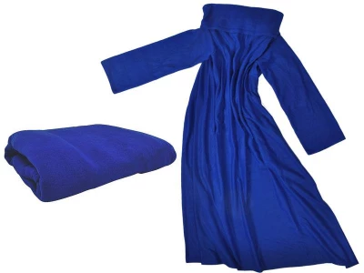 ISO Fleecová deka s rukávy modrá