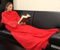 ISO Fleecová deka s rukávy červená