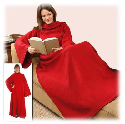 ISO Fleecová deka s rukávy červená