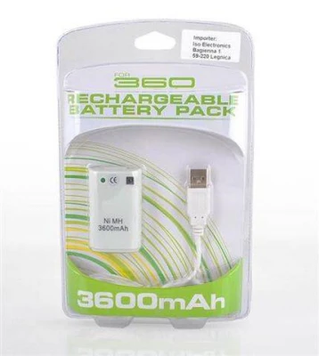 Bateri X-BOX 360 3600mAh + nabíjací kábel - biela