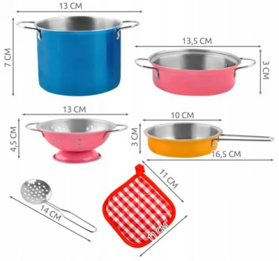 ISO 8246 Sada kovového nádobí pro děti barevná 11dílů