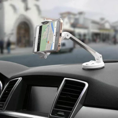 GFT W408 Nastavitelný držák mobilu s přísavkou stříbrnobílá