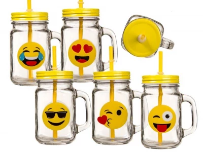 Kemis Zavařovačky Emoji s brčkem 450ml