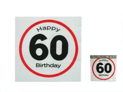 Kemis Narozeninové ubrousky 20ks Happy Birthday 60
