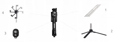 ISO 8689 Selfie tyč, stativ s bluetooth ovladačem 3v1