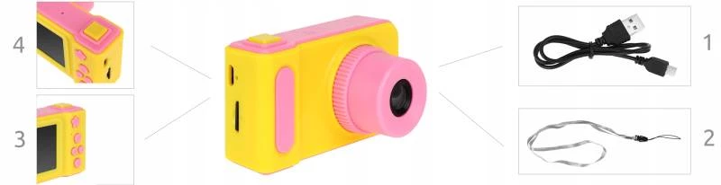 ISO 8940 Dětský digitální fotoaparát 2GB růžovožlutá