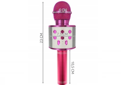 WSTER WS-858 Karaoke bluetooth mikrofón tmavo ružový