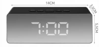 ISO 9144 Multifunkční zrcadlové hodiny s budíkem a teploměrem černá