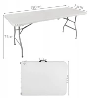 Malatec 2467 Skladací stôl 180 cm biely