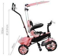 Malatec Tříkolka s vodící tyčí Pink