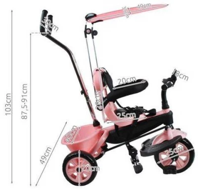 Malatec Tříkolka s vodící tyčí Pink