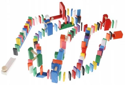 Kruzzel 9357 Dřevěné domino barevné 407 ks