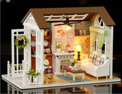DIY KX6995 Dřevěný domeček pro panenky salón