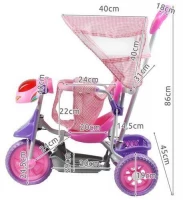 Malatec Trojkolka s vodiacou tyčou Pink basic