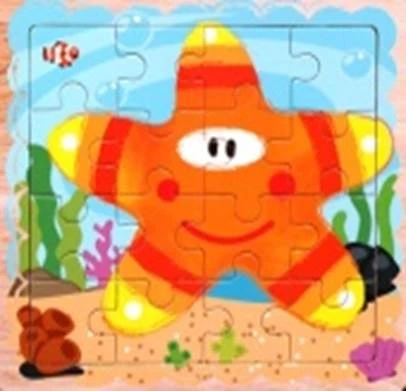 KIK Drevené puzzle Morská hviezdica 16 dielikov