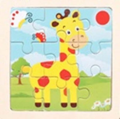 KIK Dřevěné puzzle Žirafa 9 dílků