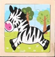KIK Drevené puzzle Zebra 9 dielikov