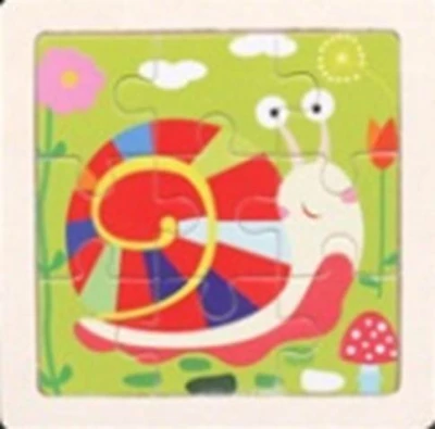 KIK Dřevěné puzzle Šnek 9 dílků