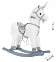 Kruzzel 9336 Hojdacie jednorožec so zvukmi - bielo strieborný 74 cm