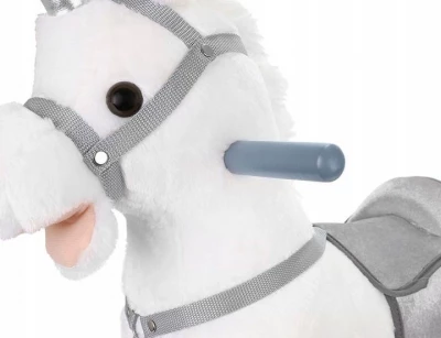 Kruzzel 9336 Hojdacie jednorožec so zvukmi - bielo strieborný 74 cm