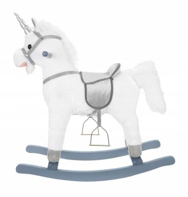 Kruzzel 9336 Hojdacie jednorožec so zvukmi - bielo strieborný 74 cm