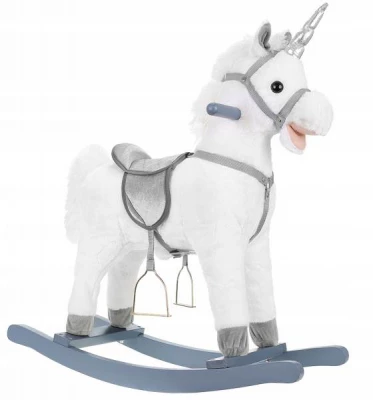 Kruzzel 9336 Hojdacie jednorožec so zvukmi - bielo strieborný 74 cm