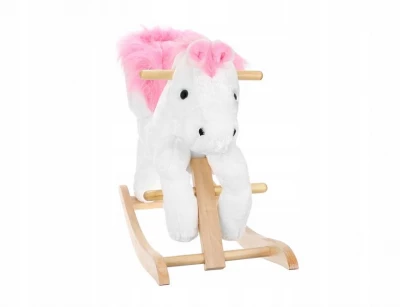 Kruzzel 9341 Houpací kůň se zvuky - růžovo bílý 70 cm