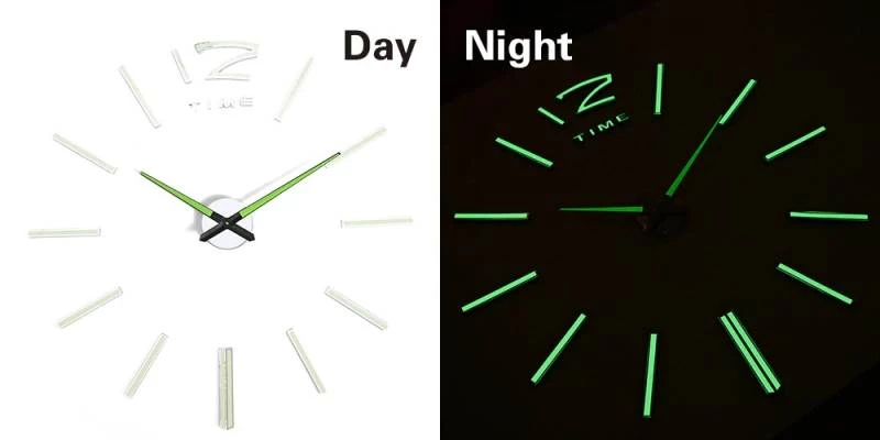 KIK KX7443 Designové 3D nalepovací hodiny fluorescentní 50-60cm