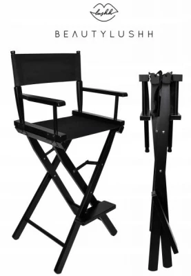 Beautylushh 9917 Dřevěná skládací kosmetická židle černá