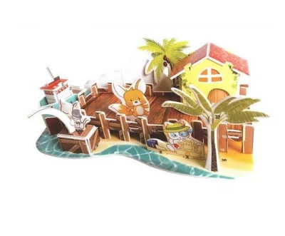 KIK Kartónové 3D puzzle Dom na pláži