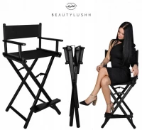 Beautylushh 9851 Hliníková skládací kosmetická židle černá