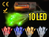 ISO Vánoční řetěz na baterie 10 LED zelená délka 2m 
