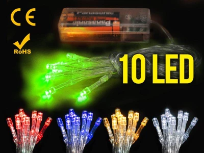 ISO Vánoční řetěz na baterie 10 LED zelená délka 2m 