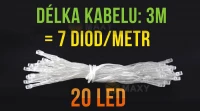 ISO Vianočná reťaz na batérie 20 LED studená biela dĺžka 3m